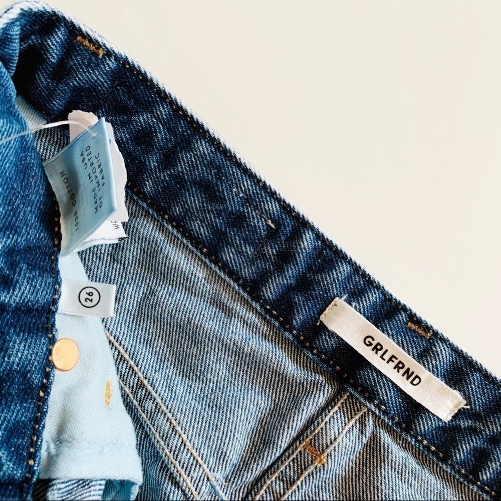 Grlfrnd Raw Hem Denim Mini Skirt Size 26 - Picture 2 of 4